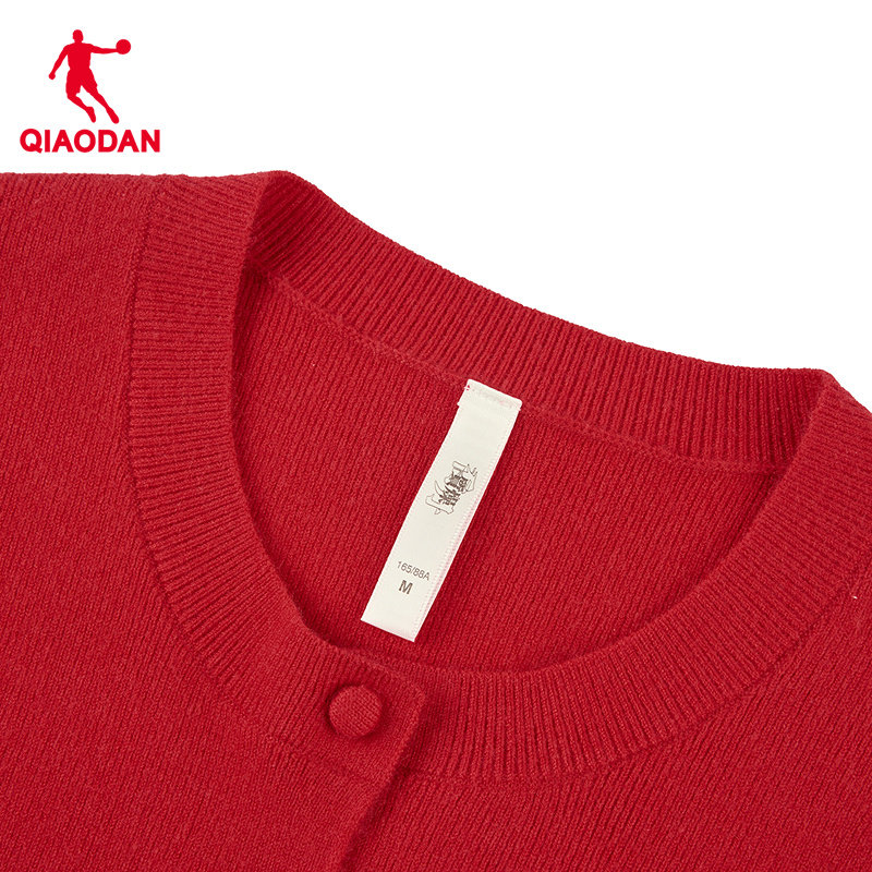 乔丹针织开衫毛衣女士春季新款商场同款马上有钱红色新年本命年,淘宝优惠券,粉丝福利购,淘宝优惠卷