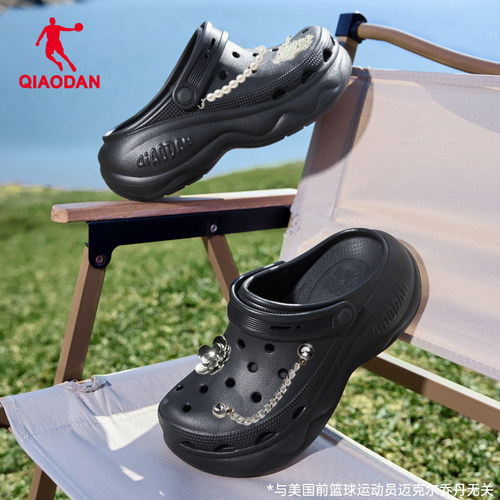 乔丹汉堡洞洞鞋女2026夏季新款防滑透气软底运动鞋子厚底增高凉鞋 - 图1