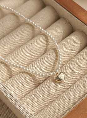 高级感爱心小米粒珍珠项链设计链