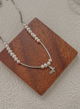 小众设计轻奢珍珠项链蝴蝶吊坠女