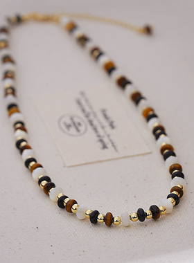 法式复古气质简约天然石项链