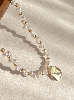巴洛克小粒不规则淡水珍珠项链女
