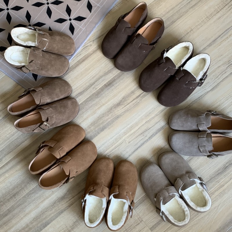 秋季牛皮勃肯鞋复古真皮单鞋秋冬新款平底加绒乐福豆豆鞋女,淘宝优惠券,粉丝福利购,淘宝优惠卷