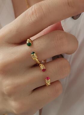 ins小众轻奢中古风珍珠麻花戒指