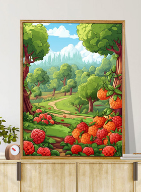 丰收季节 数字油画diy苹果园高级感治愈手工画涂鸦填色摆件装饰画
