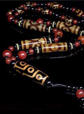 附证书吊坠毛衣链玛瑙九眼天珠