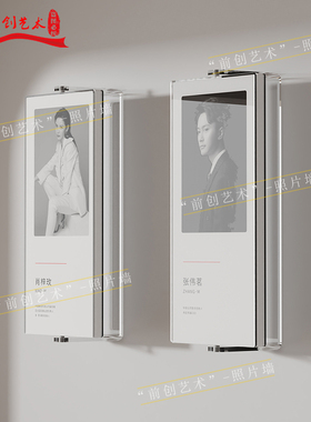 可翻转互动展示框企业合作logo墙员工风采教师风采专家介绍照片墙
