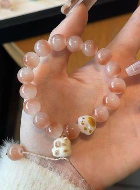 小青柠青提花前醉猫爪手链