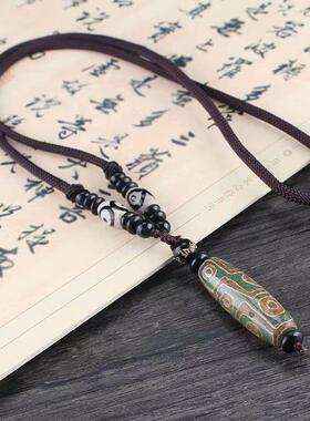 天然西藏九眼玛瑙天珠毛衣链