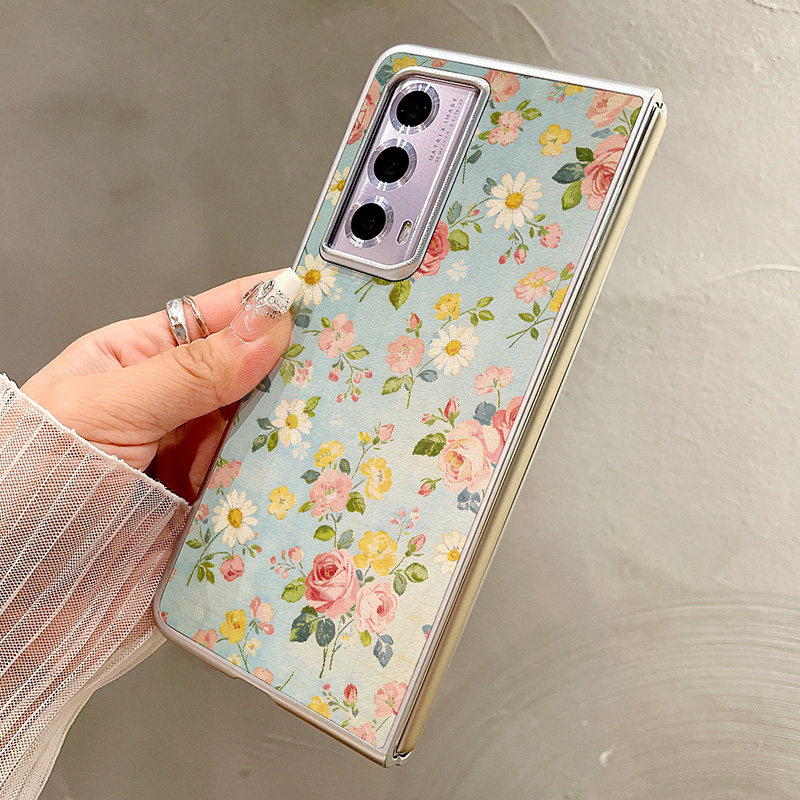 热瓜适用于荣耀MagicV5/V3/VS3/V2RSR/VS2手机壳折叠屏保护套新款高档气质银色油边全包潮防摔套蓝底碎花油画,淘宝优惠券,粉丝福利购,淘宝优惠卷