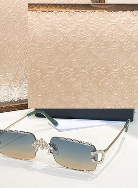 时尚镶钻方形无框遮阳墨镜男女款