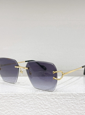 金属无框切边方形太阳眼镜男0466S时尚个性遮阳墨镜女防紫外线蓝