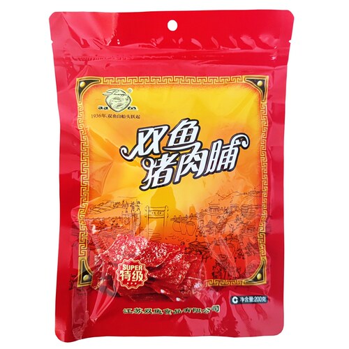 包邮靖江特产双鱼牌特级猪肉脯200g负片副片零食肉脯肉干308非400-图0