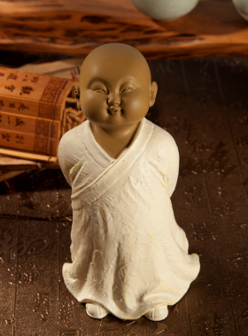 新中式禅意铁矿石小和尚摆件