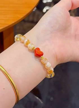 天然水晶黄水晶手串黄塔晶手链招财转运女手饰古风手工首饰饰品