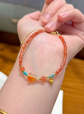 天然南红玛瑙手链女绿松石手工配珠葫芦手串转运国风秀气手饰配饰