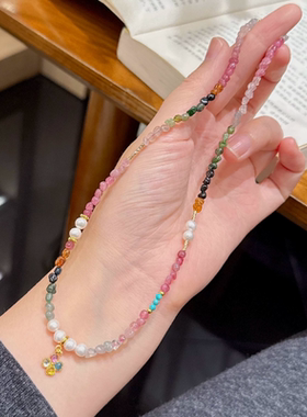 天然碧玺珍珠项链女四叶草轻奢气质高级锁骨链颈链显白小众精致