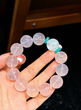 天然粉水晶手串粉晶天河石手链招财转运女手饰手工饰品手链女生