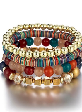 【珠黛饰品】夏季女式手饰欧美时尚清爽菱角手链 五色