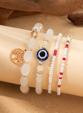 【珠黛饰品】中东串珠手饰流苏生命之树吊坠分层米珠手链 六色