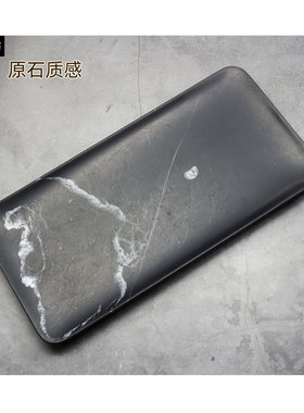 北欧风格黑色天然大理石托盘卫浴首饰装饰长方形摆件套装酒店家用