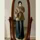 High-end retro khaki stand-up woolen jacket