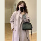Gentle style purple stand collar woolen coat