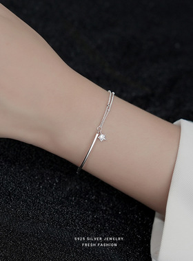 925纯银星星手链女轻奢小众设计双层圆珠轻奢感ins风手饰手环足银