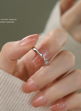 莫比乌斯戒指女s999纯银韩版时尚百搭轻奢可调节足银指环首饰足银