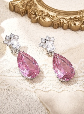 法式轻奢高级感粉钻水滴新娘婚礼晚宴礼服项链生日派对锁骨链小众