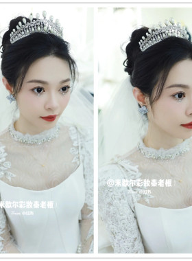 复古女王珍珠新娘皇冠头饰高端