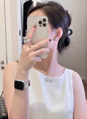 高级感开口可调节花朵戒指女纯欲设计胖手时尚网红轻奢超萌指环闪