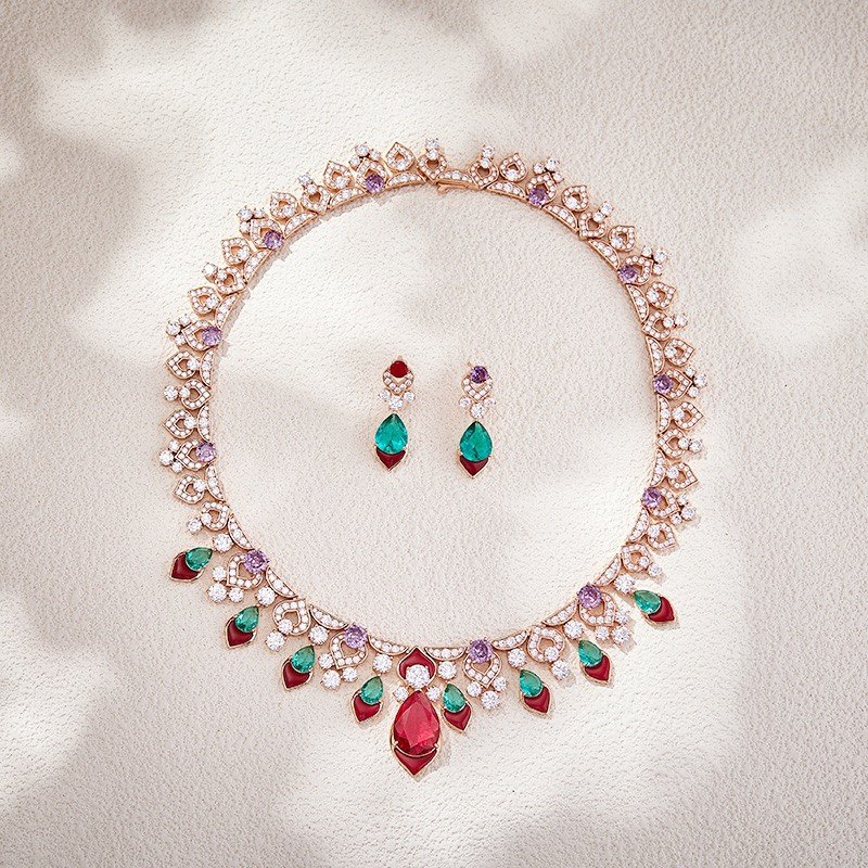 法式复古宫廷风人工彩色红宝石晚宴礼服项链新娘结婚晚装锁骨链女,淘宝优惠券,粉丝福利购,淘宝优惠卷