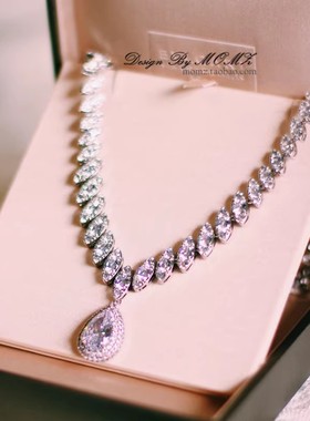 晚宴项链耳环结婚锆石新娘晚礼服