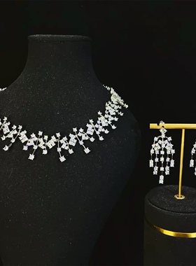 魔猫昭昭锆石圆形闪亮长款耳环显瘦气质耳饰小众轻奢纯银耳针耳钉