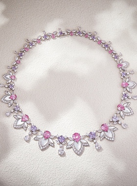 法式轻奢高级感粉紫色白贝母花瓣新娘晚宴礼服项链choker小众颈链