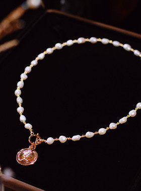 高级感夸张淡水贝母大气礼服项链