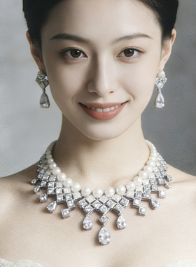 法式复古宫廷风珍珠水滴锁骨链