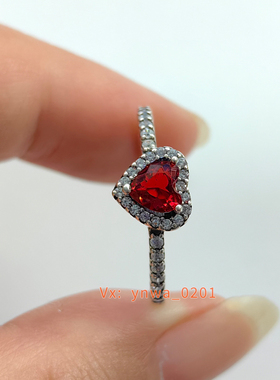 925纯银闪耀华贵红心戒指心形