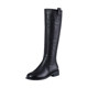 New velvet warm mid-heeled black cowhide boots