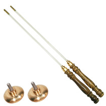 Gold Sandalwood Handle Single Head Hollow Bamboo Stem Solid GRP Rod Body Solid Wood Handle Straight Holes Bronze Head Gourd Stirrup Pole