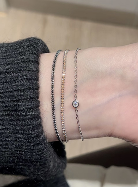 新品小众设计10分鱼眼泡泡圆钻手链 925银莫桑钻百搭手饰