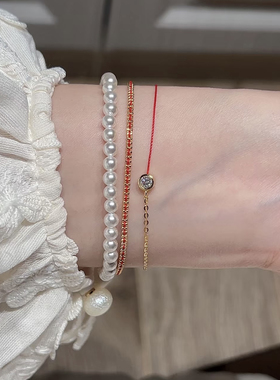 极细幸运红绳！马卡龙色系10分/20分莫桑钻手链本命年手绳925银