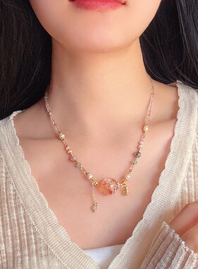 轻奢新中式天然水晶锆石锁骨链