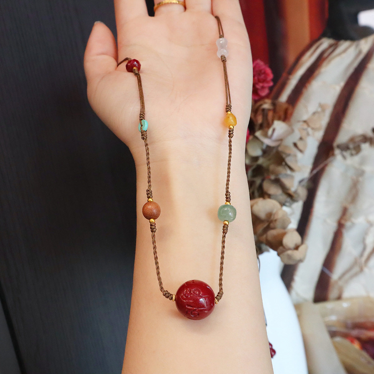 轻奢原矿高含量朱砂吊坠毛衣链紫金砂转运珠葫芦抽拉绳本命年项链,淘宝优惠券,粉丝福利购,淘宝优惠卷