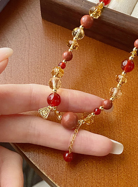 轻奢新中式复古双圈串珠手链女