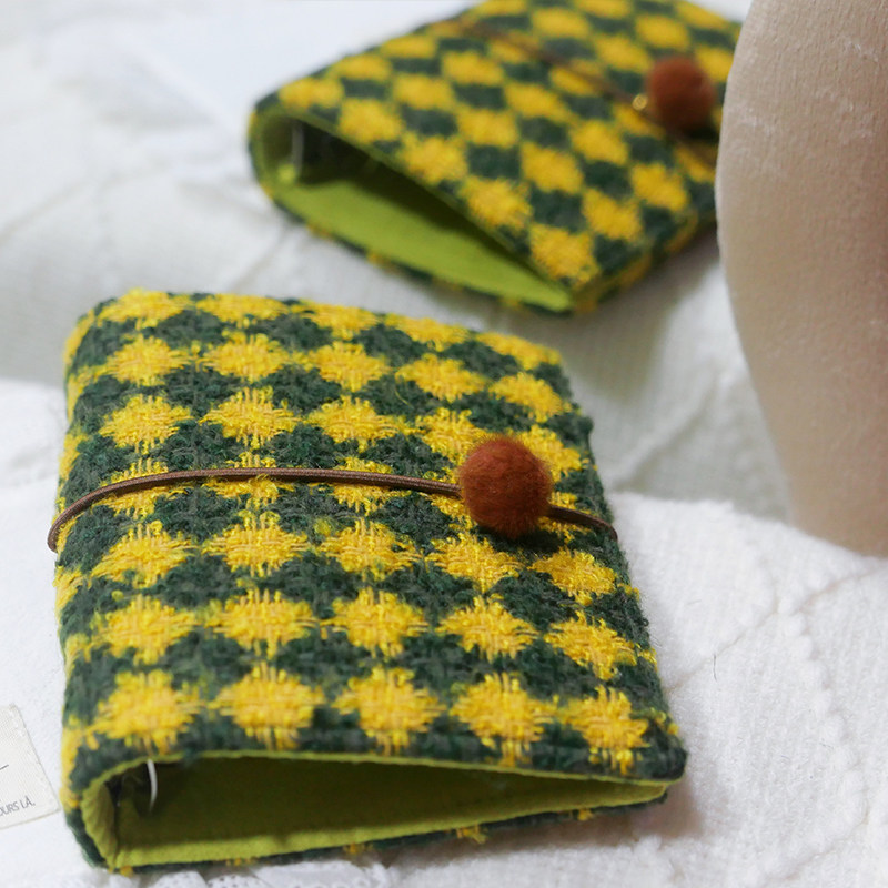 躲在耳里|限量毛呢活页|黄绿色系格纹小众精致氛围重工手帐本m5a7,淘宝优惠券,粉丝福利购,淘宝优惠卷