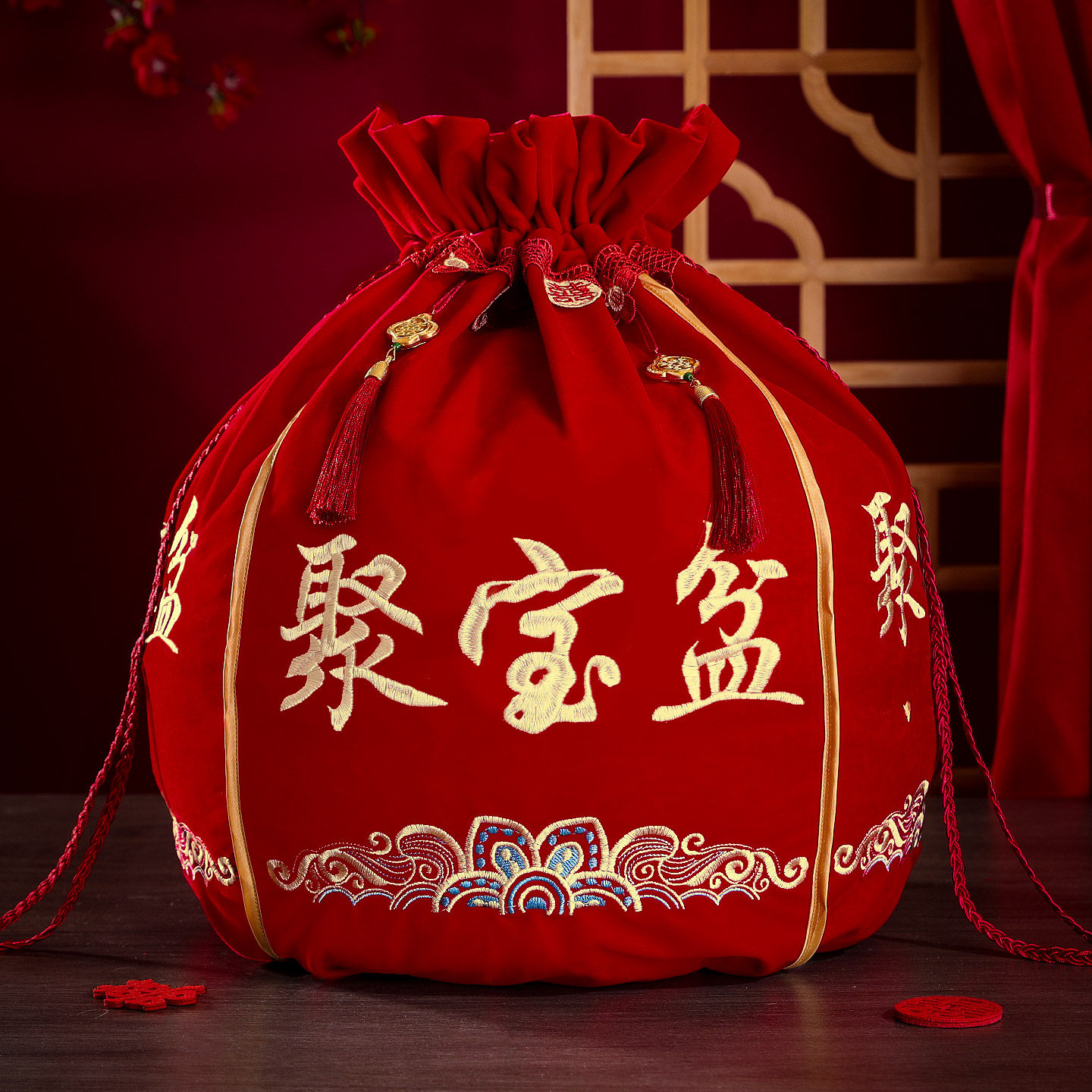 结婚女方陪嫁用品大全喜字束口包袱皮新娘出嫁妆红色大号包裹布,淘宝优惠券,粉丝福利购,淘宝优惠卷