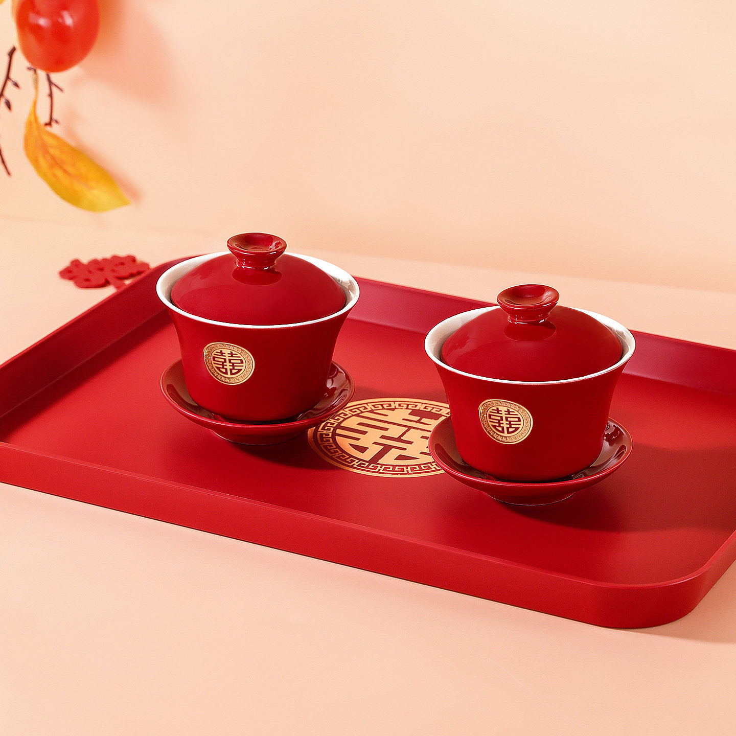 结婚喜碗敬茶杯一对陪嫁用品红色茶具婚礼改口敬茶酒杯茶具套装,淘宝优惠券,粉丝福利购,淘宝优惠卷