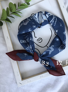 ninne棉麻日系嘻哈骷髅小方巾